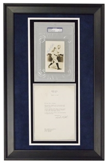 Babe Ruth Historically Significant Signed Letter Framed With Autographed Photo - (Both Graded PSA 9!)